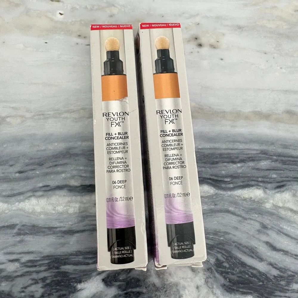 Lot of 2 Revlon Youth FX Fill Blur Concealer 06 Deep 0.11oz New Boxed